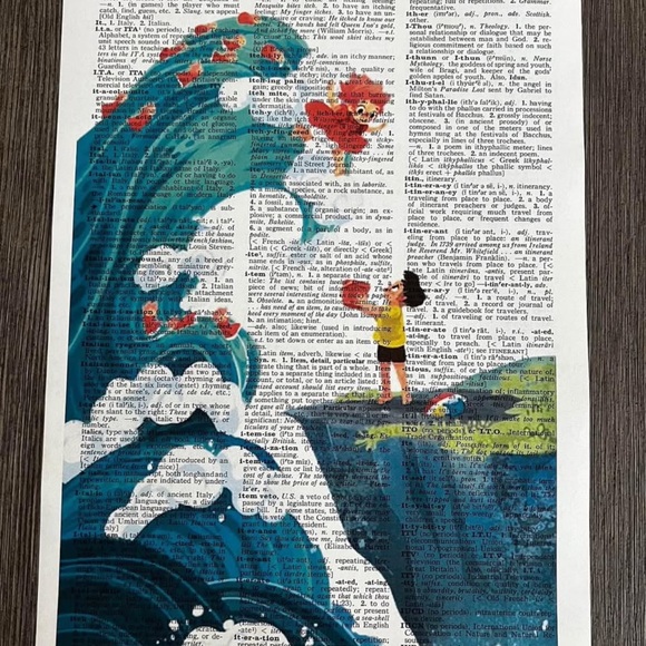 Studio Ghibli Themed Dictionary Art Prints Ponyo Totoro Kiki’s Howls Set of 6 - Picture 6 of 6